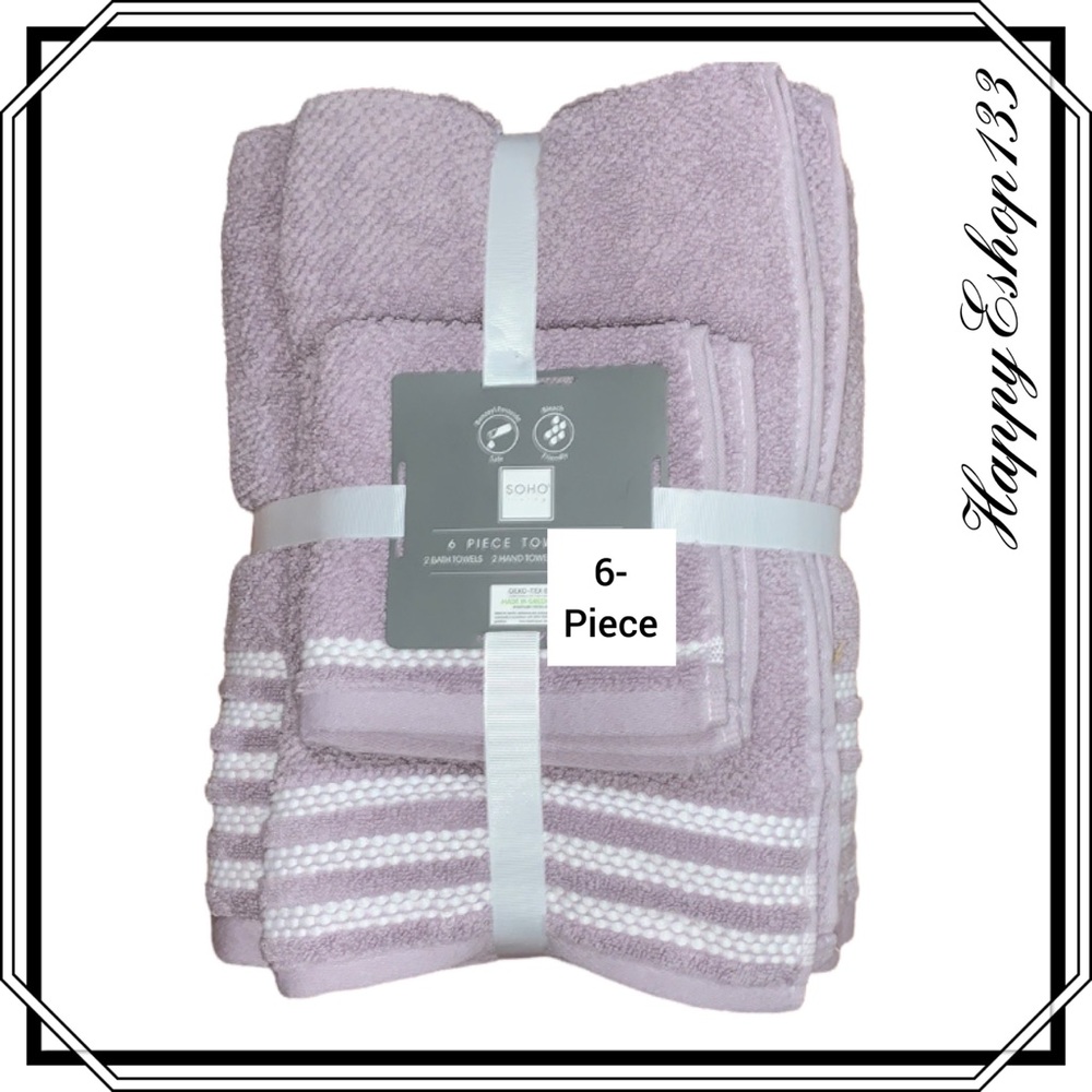 SOHO Living 100% Cotton Towel Set 6-Piece Bath Hand Washcloth